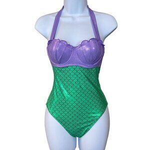 Disney The Little Mermaid Ariel Swimsuit Halter Ties Underwire Padded XS NWOT